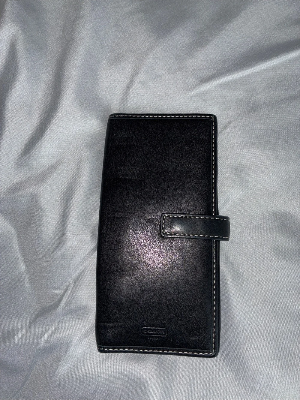 Coach Black Leather Card & Key Holder with Snap Strap